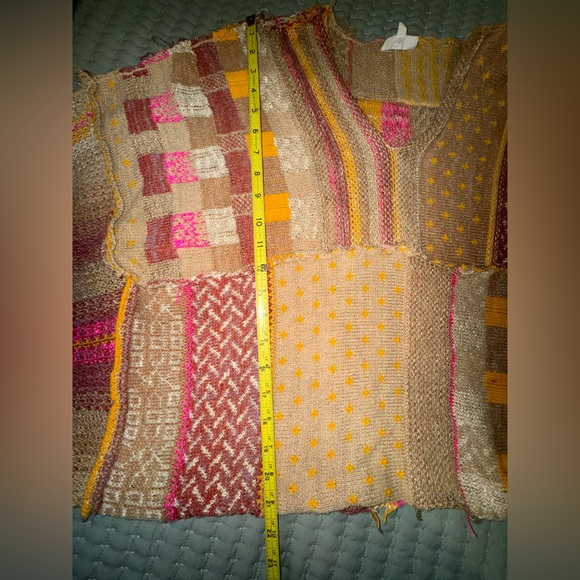 Easel Patchwork Knit Oversized Cropped Top Size Small - Picture 7 of 9